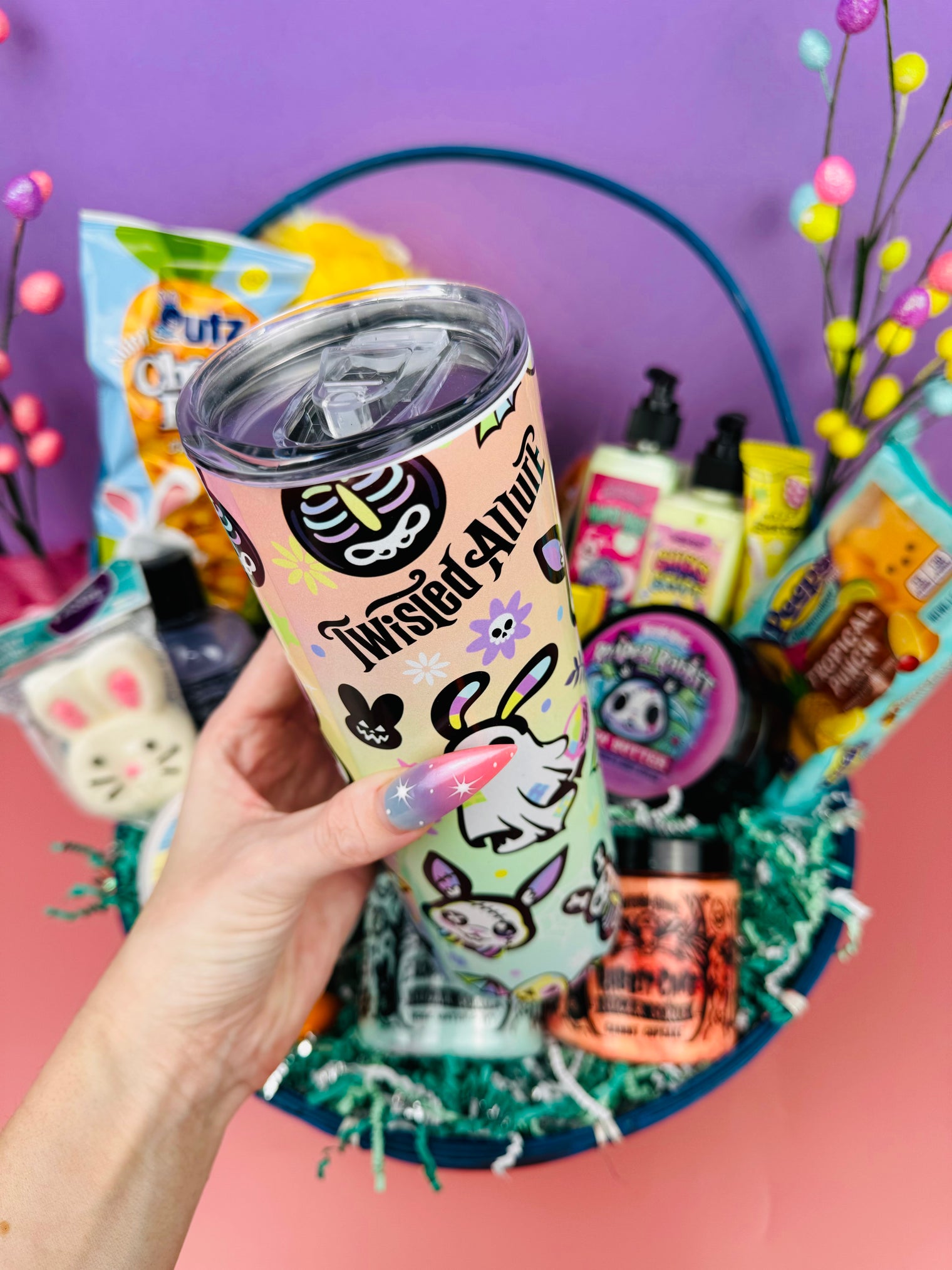 Ghost bunny tumbler basket