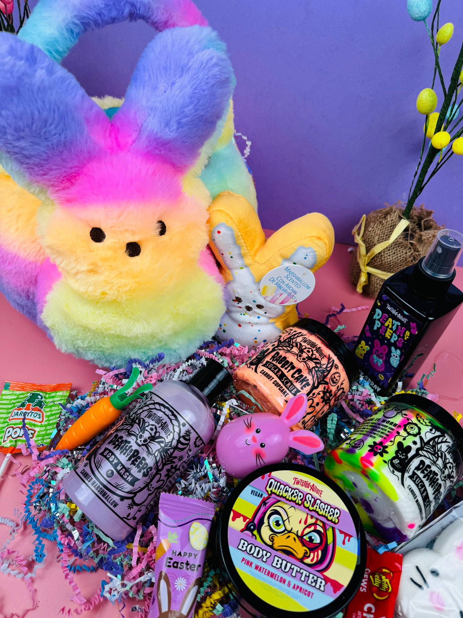 Peeps plushie basket