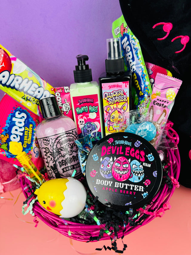 Pink basket w black peep