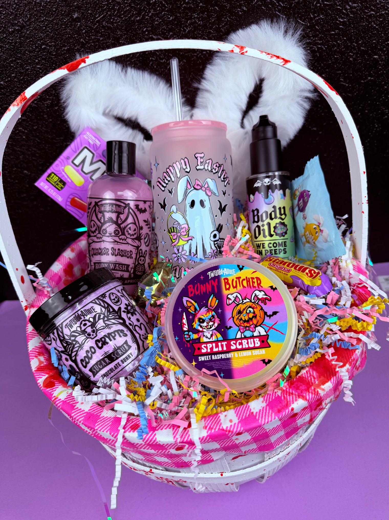 Pink/White Checkered Basket