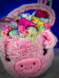 Huge Pink Pig Plush Basket